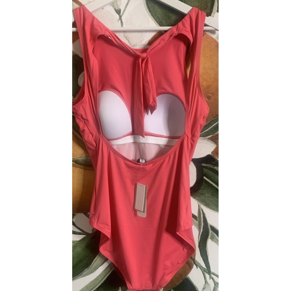 Tommy Bahama Womens Size 16 High Neck Tie Back Coral One Piece Swimsuit NWT - Picture 4 of 8